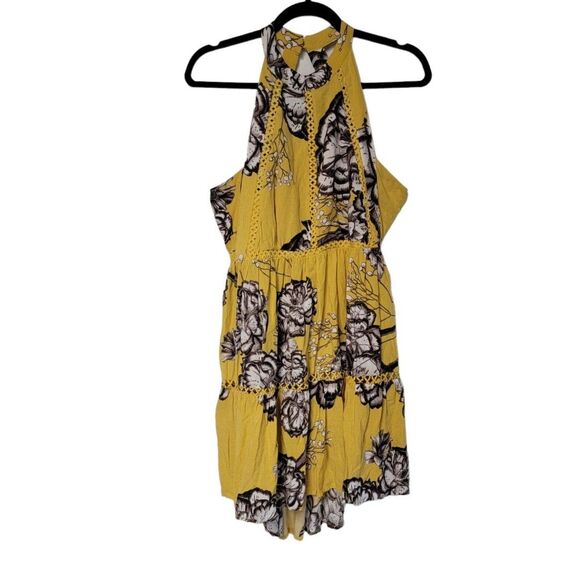 JAASE Golden Lilly Sun Dress‎ Sz M Yellow Floral Open Back Boho Summer - Picture 4 of 7